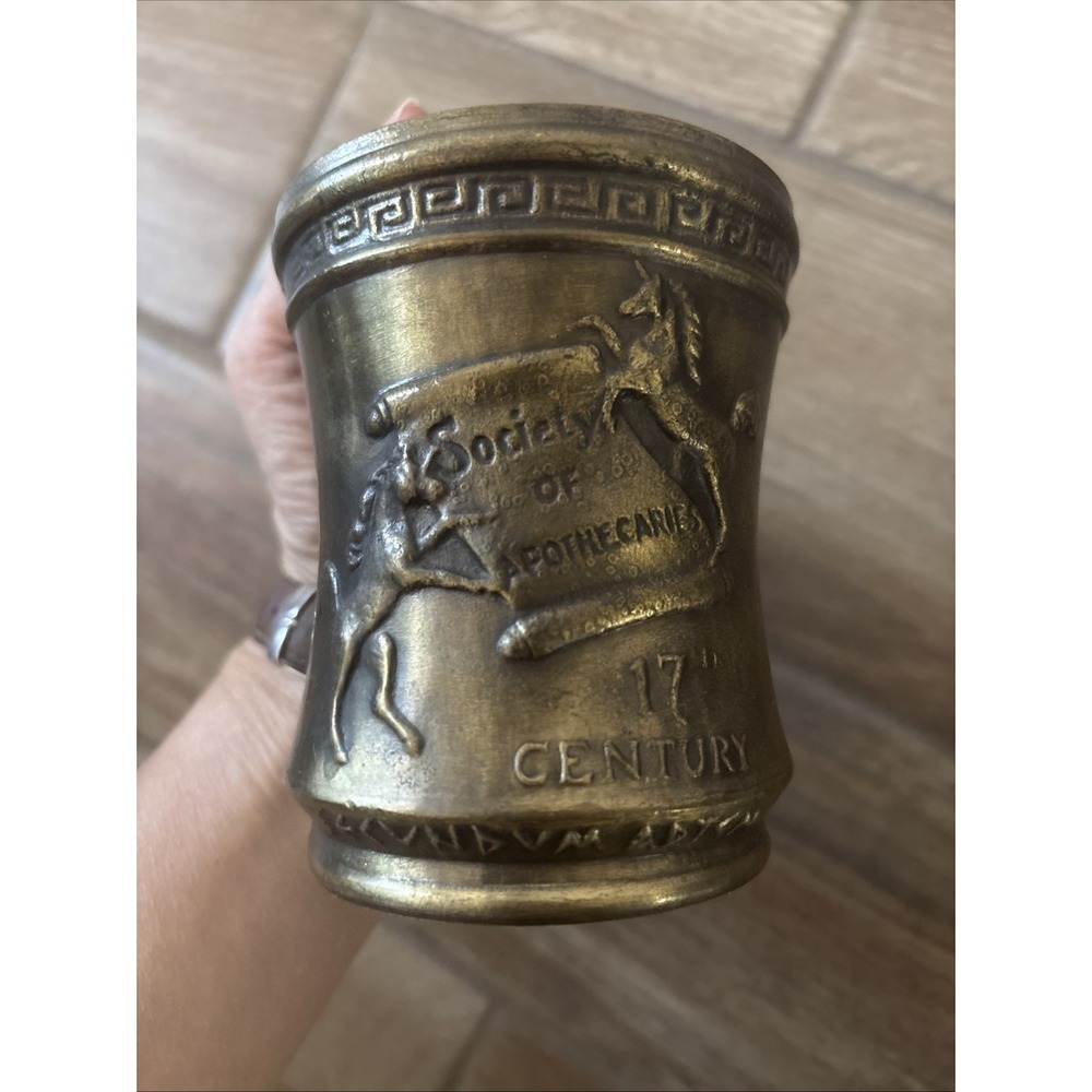 Vintage Society of Apothecaries Mortar Heavy Metal 17th Century Style 4"